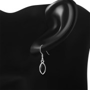 Black Onyx Oval Silver Earrings - e351h